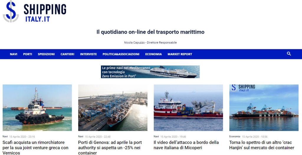 Shipping Italy home page del 15 aprile 2020