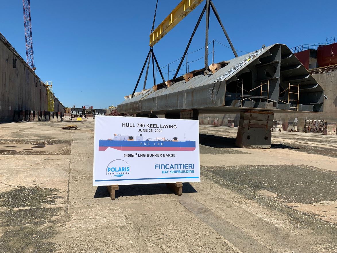 Fincantieri Lng barge costruzione primo blocco