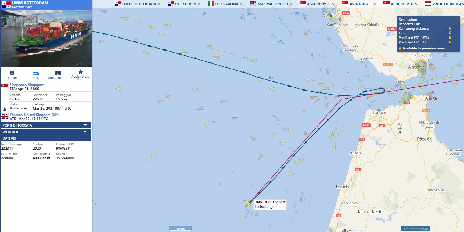 HMM Rotterdam dirottata