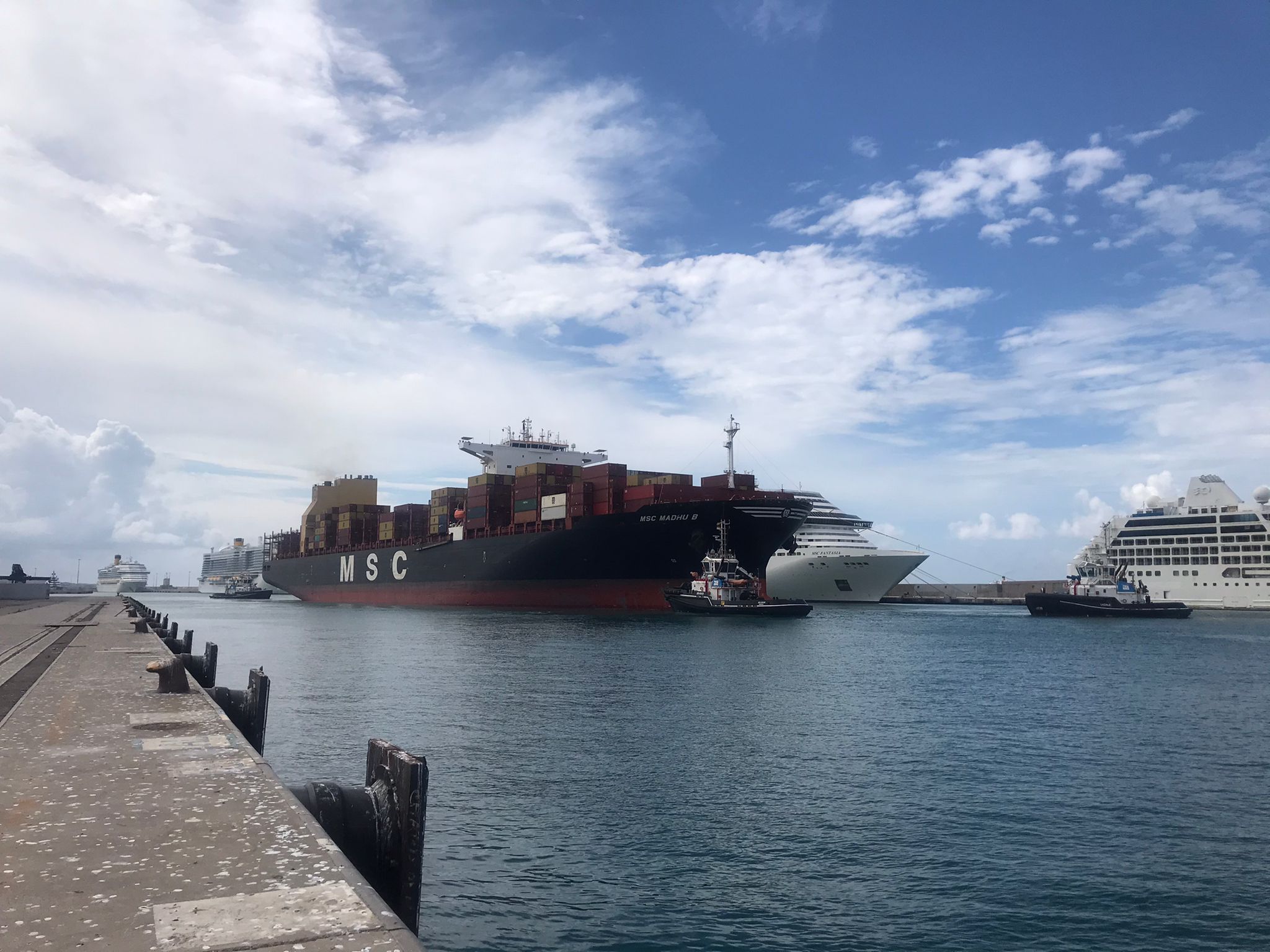 Porto Civitavecchia – portacontainer Msc e navi da crociera