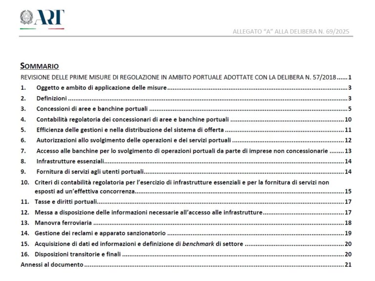 ART Revisione misure regolazione in ambito portuale